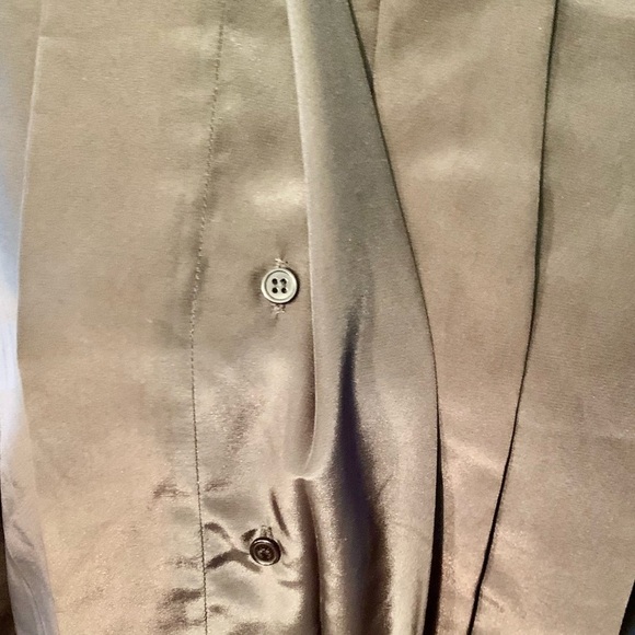 Vintage Blouse Sz 8 Susan Hutton Black Satin White Buttons Long Sleeve Classy - Picture 12 of 16